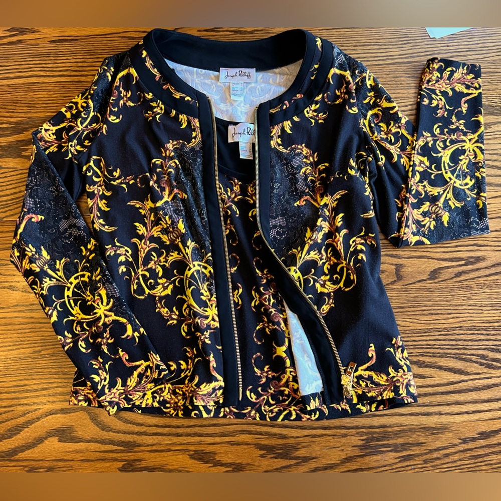 Vintage Joseph Ribkoff Full Zip Blazer With Matching Sleeveless Tank Size 10